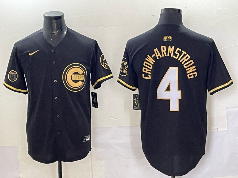 Men Chicago Cubs #4 Crow Armstrong black Nike MLB 2025 Jersey 08